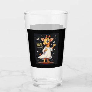 Bruh Its Halloween Funny Dabbing Ghost Giraffe Lon Glass