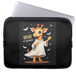 Bruh Its Halloween Funny Dabbing Ghost Giraffe Lon Laptop Sleeve
