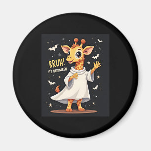 Bruh Its Halloween Funny Dabbing Ghost Giraffe Lon Magnet