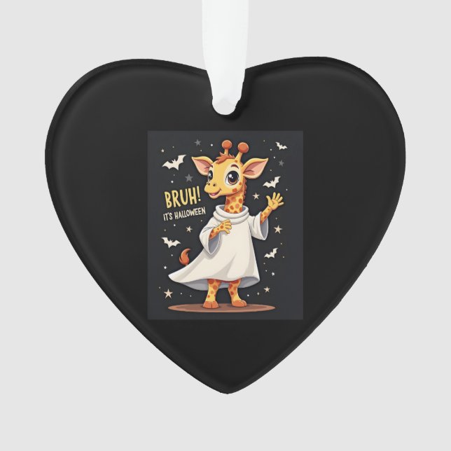Bruh Its Halloween Funny Dabbing Ghost Giraffe Lon Ornament (Front)