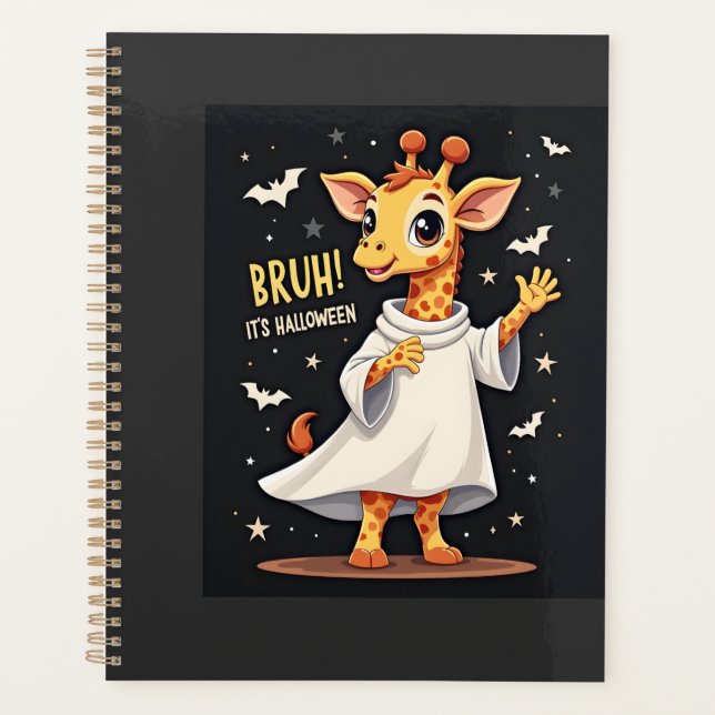 Bruh Its Halloween Funny Dabbing Ghost Giraffe Lon Planner (Front)