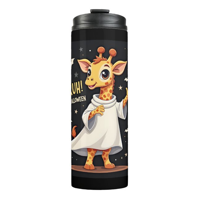 Bruh Its Halloween Funny Dabbing Ghost Giraffe Lon Thermal Tumbler (Front)