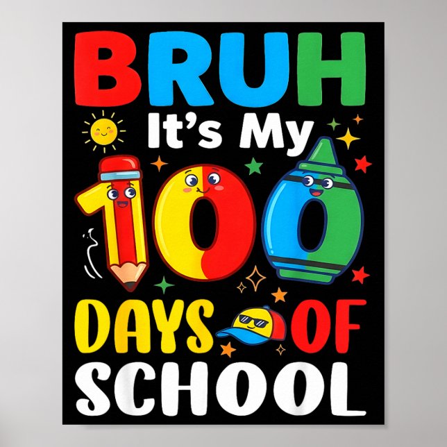 Bruh It's My 100 Days Of School Funny Boy 100th Da Poster (Front)