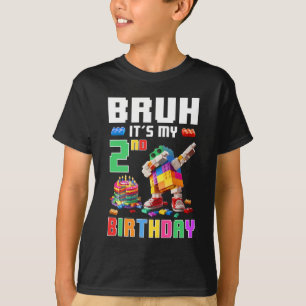 Bruh Its My 2nd Birthday Master Builder Dabbing Bl T-Shirt