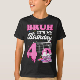 Bruh Its My 4th Birthday Soccer Ice Cream Drip The T-Shirt