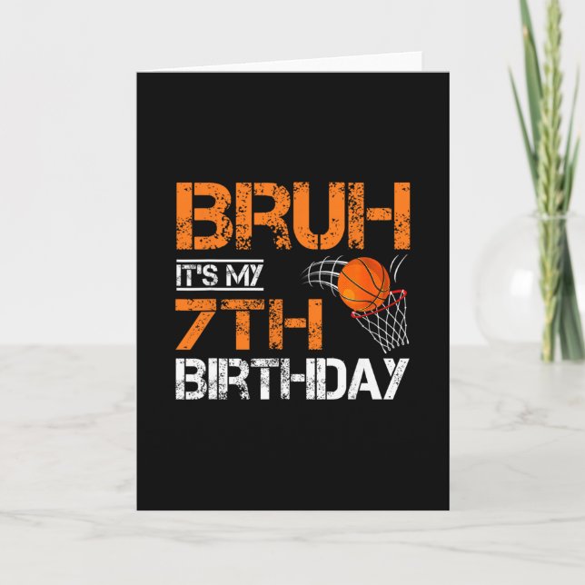 Bruh It's My 7th Birthday Sketll 7 Year Old Player Card (Front)