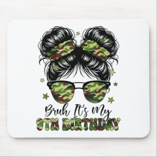 Bruh Its My 9th Birthday Girl Camo Nine Years Old Mouse Mat
