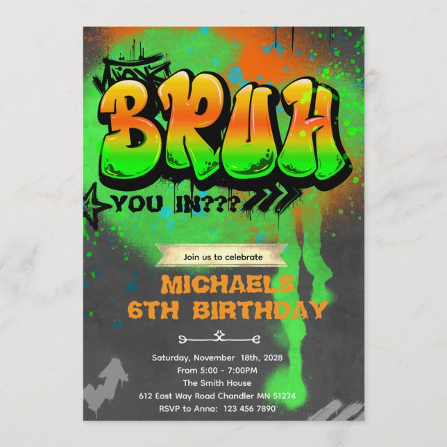 Bruh It's My Birthday Invitation (Front)