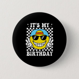 Bruh It's My Birthday Peace Sign Smile Birthday Fo 6 Cm Round Badge