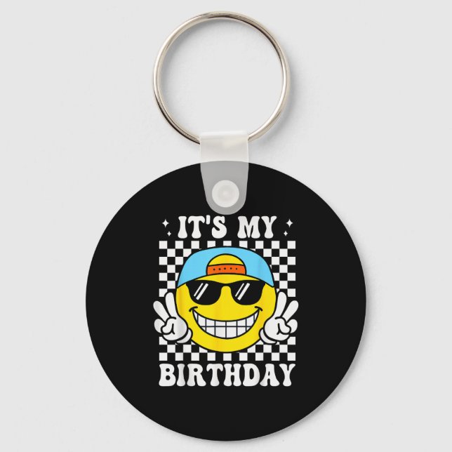 Bruh It's My Birthday Peace Sign Smile Birthday Fo Key Ring (Front)