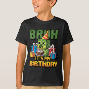 Bruh Its My Birthday Pixel Gamer Bday Party Boys K T-Shirt