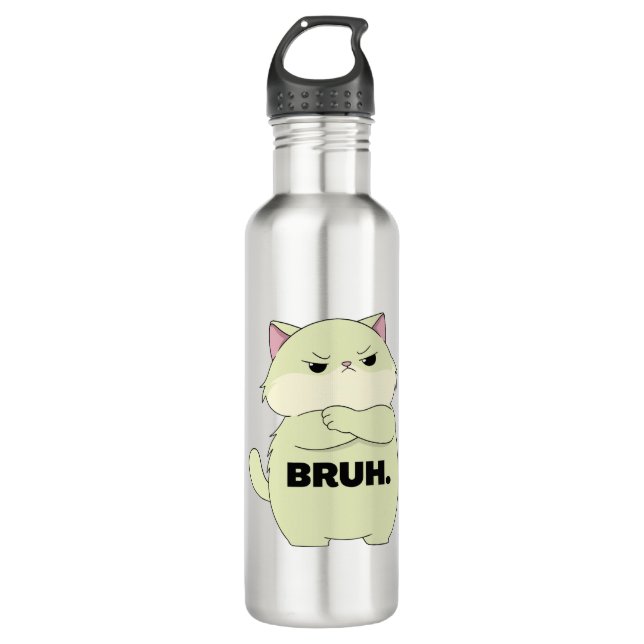Bruh Kitty Stainless Steel Water Bottle (Front)