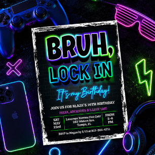 Bruh Lock In Birthday Invitation