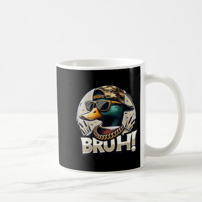 Bruh Mallard Duck Funny Duck Hunting Humor  Coffee Mug (Right)