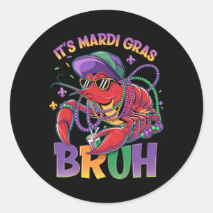 Bruh Mardi Gras Crawfish Boys Kids Mardi Gras  Classic Round Sticker