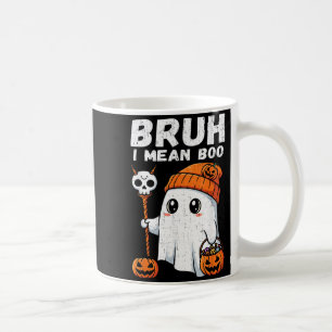 Bruh Mean Boo Cute Boo Pumpkin Funny Halloween Men Coffee Mug