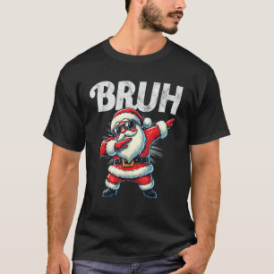 Bruh Meme Cool Dabbing Santa Funny Christmas Boys T-Shirt