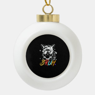 Bruh Meme Easter Cool Bunny Face Sunglasses Men Bo Ceramic Ball Christmas Ornament
