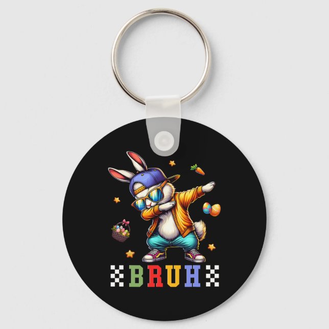 Bruh Meme Easter Day Funny Bunny Eggs Teens Boys K Key Ring (Front)