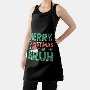 Bruh Meme Funny Saying Bro Greeting Christmas  Apron