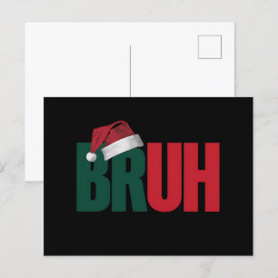 Bruh Meme Funny Saying Bro Greeting Christmas Holiday Postcard