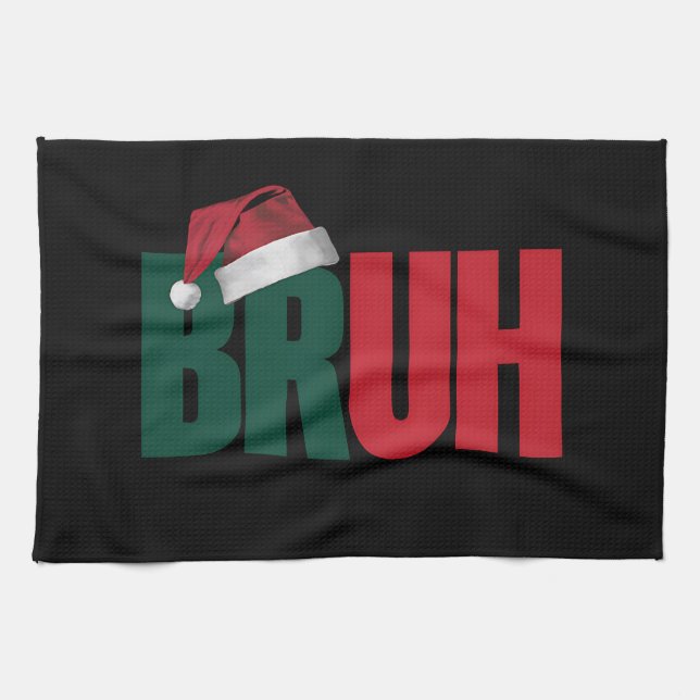 Bruh Meme Funny Saying Bro Greeting Christmas Tea Towel (Horizontal)