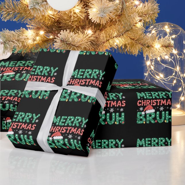 Bruh Meme Funny Saying Bro Greeting Christmas  Wrapping Paper (Holidays)