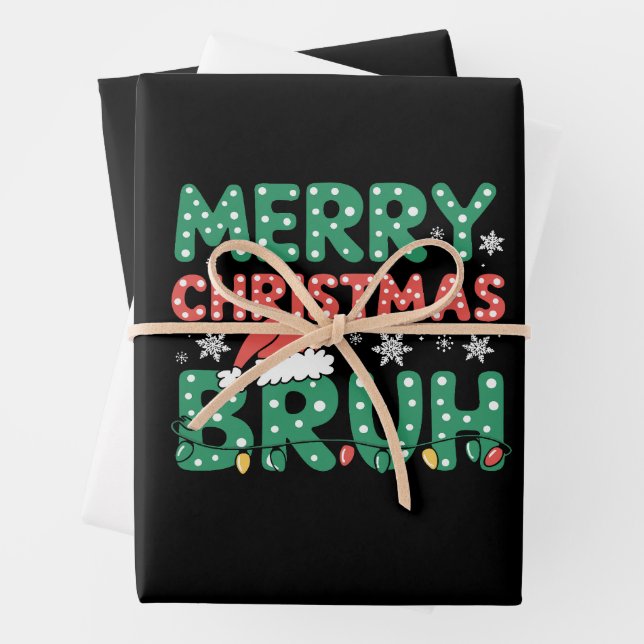Bruh Meme Funny Saying Bro Greeting Christmas  Wrapping Paper Sheet (In situ)