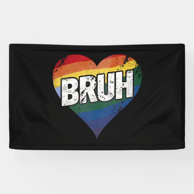 Bruh Meme Funny Saying Bro Greeting Gay LGBT Pride Banner (Horizontal)