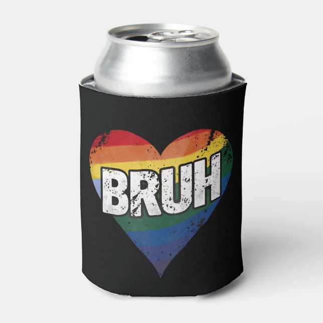 Bruh Meme Funny Saying Bro Greeting Gay LGBT Pride Can Cooler (Can Front)