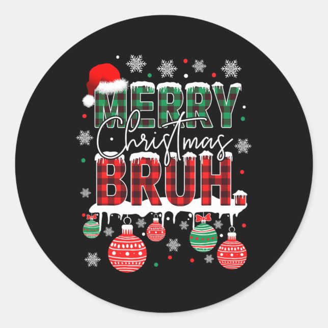 Bruh Meme Funny Saying Bro Greeting Teens Boys Men Classic Round Sticker (Front)