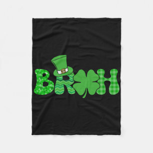 Bruh Meme Funny St Patricks Day Shamrock Irish Fleece Blanket