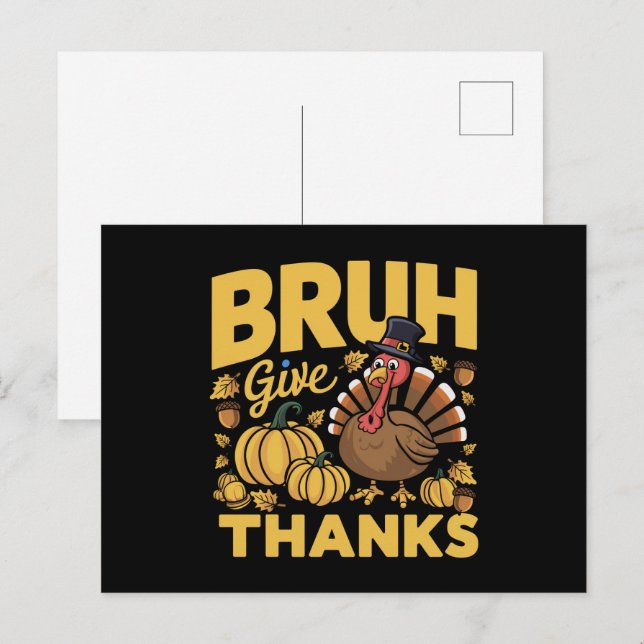 Bruh Meme Funny Thanksgiving Turkey Thankful Postcard (Front/Back)