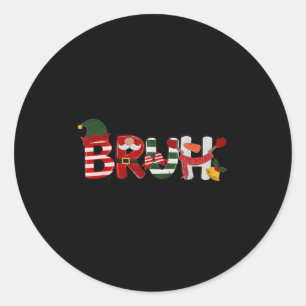 Bruh Merry Christmas Funny Santa Squad Pajamas Xma Classic Round Sticker