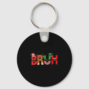 Bruh Merry Christmas Funny Santa Squad Pajamas Xma Key Ring