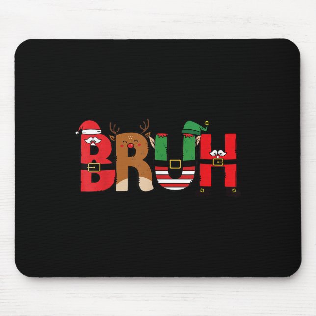 Bruh Merry Christmas Funny Santa Squad Pyjamas Xma Mouse Mat (Front)