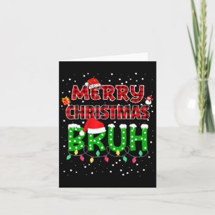 Bruh Merry Christmas Red Plaid Xmas Pajama  Card