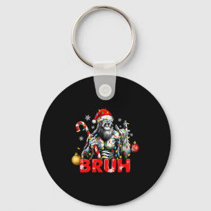 Bruh Merry Christmas Vintage Bigfoot Rock On Xmas  Key Ring