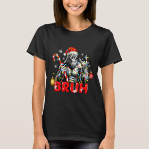 Bruh Merry Christmas Vintage Bigfoot Rock On Xmas  T-Shirt