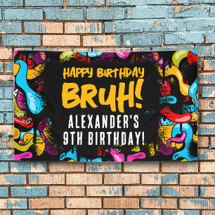 Bruh Neon Graffiti Hip Hop Street Art Birthday Banner