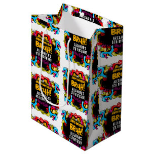 Bruh Neon Graffiti Hip Hop Street Art Birthday Medium Gift Bag