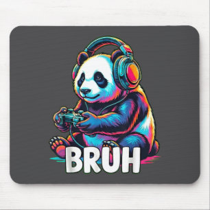 Bruh Panda Gamer With Headphones Controller  Mouse Mat