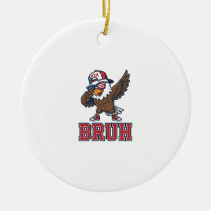 Bruh Patriotic Eagle Vintage Engraving T-Shirt Des Ceramic Tree Decoration