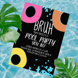 Bruh Pool Party Birthday Invitation