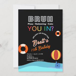 Bruh Pool Party Birthday Invitation
