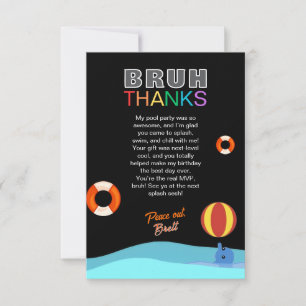 Bruh Pool Party Birthday Thank You Card