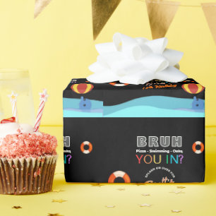 Bruh Pool Party Birthday Wrapping Paper