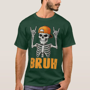 Bruh Punk Rock Skeleton Cool Rocker Halloween Men T-Shirt