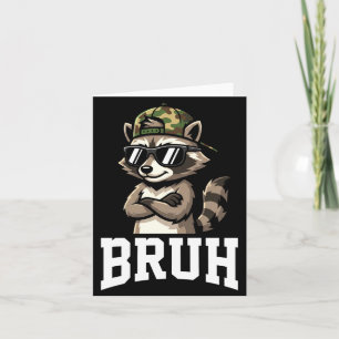 Bruh Raccoon Camo Hat Funny Youth Teens Kids Slang Card