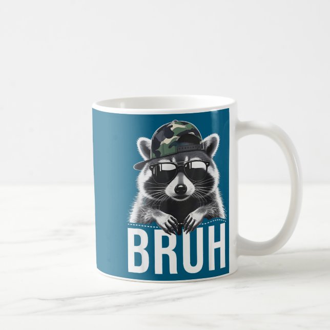 Bruh Raccoon Trash Racoon Camo Hat Youth Teens Kid Coffee Mug (Right)